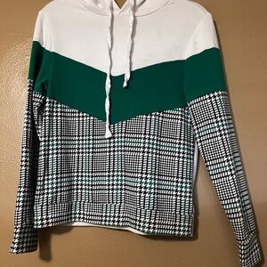 Ultra Flirt Green and White Plaid Hoodie